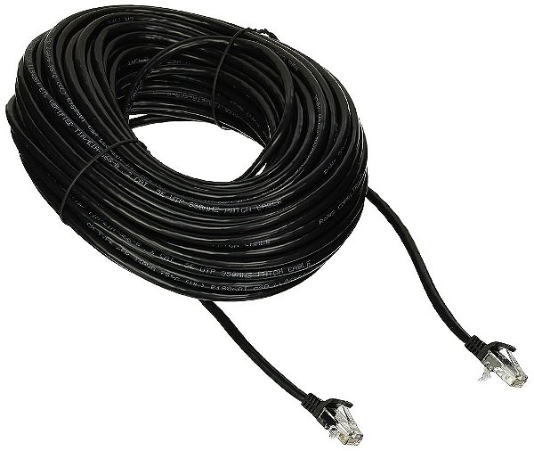 Cabo de remendo StarTech.com Cat5e de 100 pés preto RJ45 UTP com cava - Cabo de remendo de 100 pés - Cabo de remendo Ethernet - Cabo Cat 5e RJ45 macho para macho (45PATCH