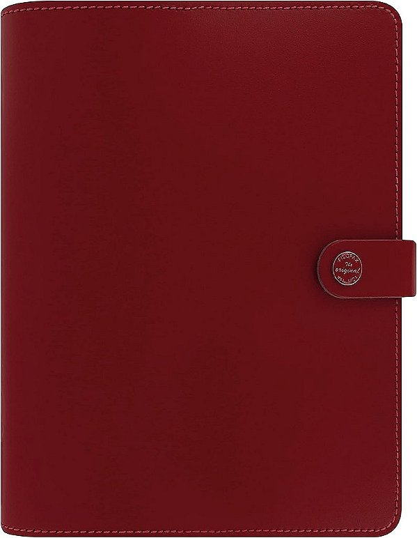 Agenda Filofax Original, Tamanho A5, Vermelho Pilar - Couro, Seis Anéis, Diário Calendário Semanal, Multilíngue, 2024 (C022381-24)