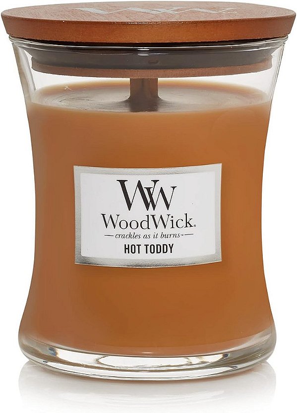 Vela de Ampulheta Média WoodWick Hot Toddy, 9.7 oz., Vela de Outono com Estalo para Queima Suave, Mistura de Cera de Soja