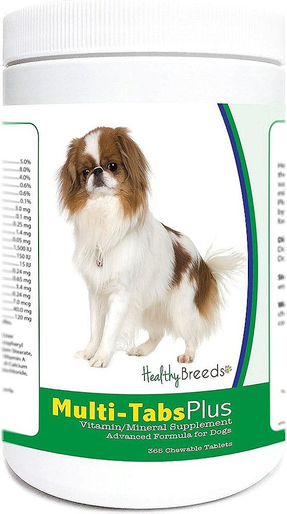 Suplemento mastigável multivitamínico Healthy Breeds Japanese Chin com 365 comprimidos