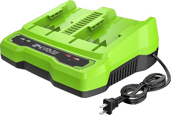 Carregador de Bateria Duplo Greenworks 24V (Carregador Greenworks Genuíno)