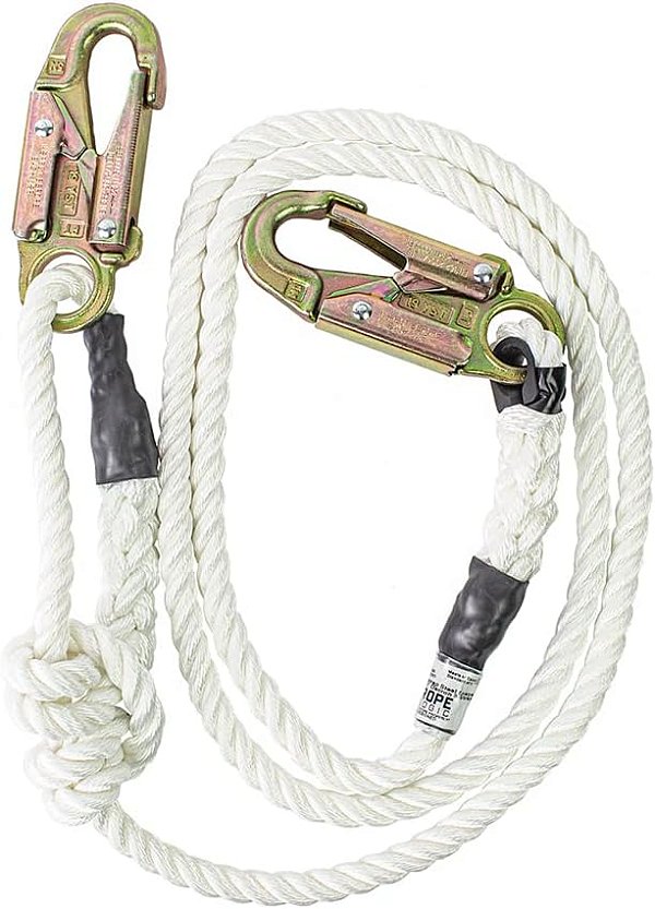 Cordão de segurança ROPE Logic Buckstrap 1/2 pol. (13 mm) em Corda de Dacron com Ganchos de Aço, ajustável de 4 a 7 pés, branco.