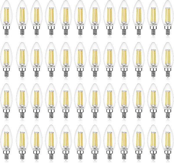 Lâmpada LED Sigalux E12 com base em formato de candelabro, regulável, lâmpadas LED para lustres, lâmpadas LED equivalentes a 60 watts, formato B10, luz branca suave de 2700K, l