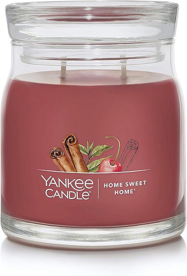 Vela Yankee Candle Home Sweet Home com cheiro, frasco médio de 13oz com 2 pavios, mais de 35 horas de queima