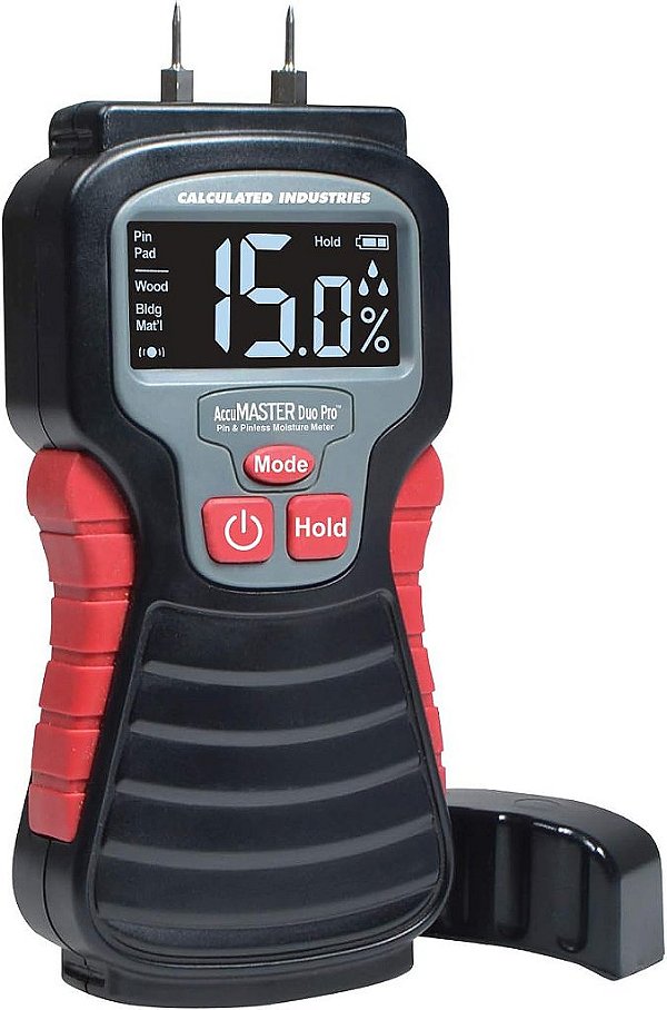 Medidor de umidade Calculated Industries 7445 AccuMASTER Duo Pro Detecta vazamentos e umidade oculta | Combo com sensores não invasivos de pad + pin | para empreiteiros de restauração, marceneiros, DIYs