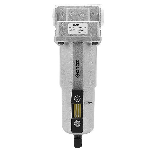 Filtro de ar padrão Groz 60182 com tigela de metal - 1/2  NPT - 125 CFM