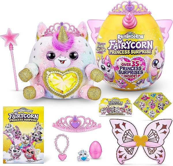 Rainbocorns Fairycorn Princesa Surpresa (Unicórnio) da ZURU 11 Pelúcia Colecionável, Ovo Surpresa, Asas de Fada para Vestir, Princesa Fada Mágica, Id