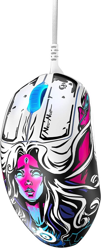 Mouse de jogos SteelSeries Prime FPS - 18.000 DPI TrueMove Pro Sensor Óptico - 5 Botões Programáveis - Interruptores Ópticos Magnéticos - Iluminação RGB Prismática Brilhante - Neo Noir