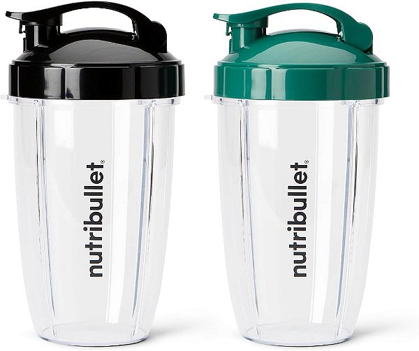 Copo para viagem nutribullet® de 24 oz e tampas coloridas com topo flip (Preto/Verde)