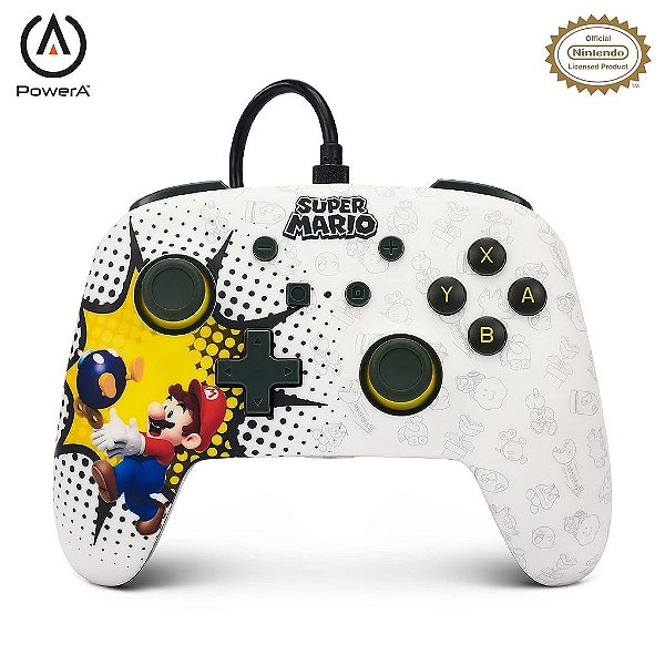 Controle com fio aprimorado PowerA para Nintendo Switch - Bob-omb Blast, gamepad, controle de jogo, controle com fio, licenciado oficialmente.