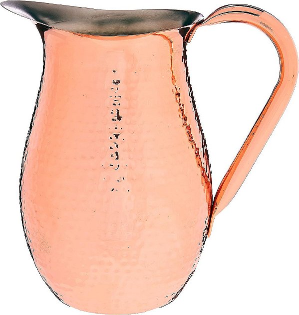 Oggi Jarra de Aço Inoxidável e Cobre - Jarra de Água com Revestimento de Cobre Martelado em Aço Inoxidável, Garrafa de Água, Jarra Ideal de 68oz / 2 Lt, Acessórios