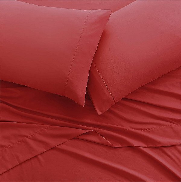 Coleção de lençóis super macios e fáceis de cuidar da Brielle Home, em microfibra escovada, tamanho completo, vermelho.