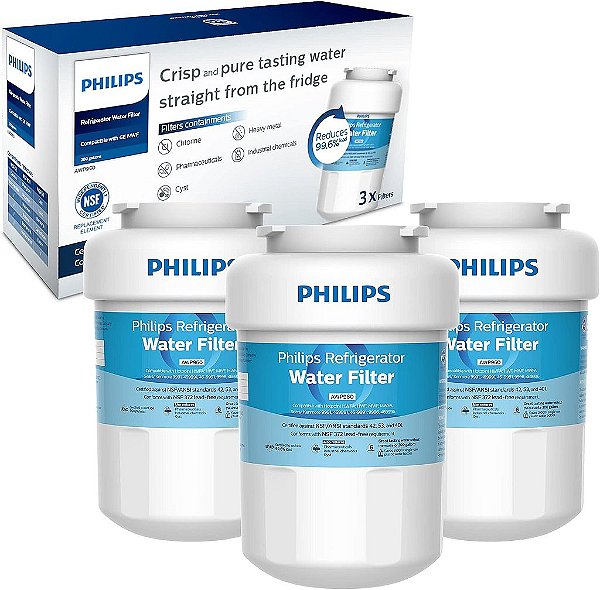 Filtro de água certificado pela NSF/ANSI para geladeira Philips AWP960, substituição para GE® Smart Water MWF, MWFINT, MWFP, MWFA, GWF, HDX FMG-1, GSE25GSHECSS, WFC