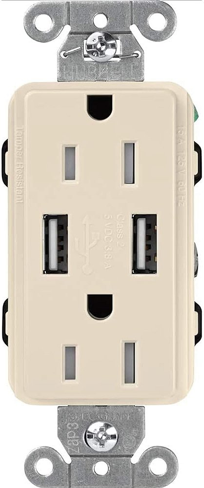 Tomada duplex USB de 15 amperes Lutron Claro | CAR-15-UBTR-LA | Light Almond