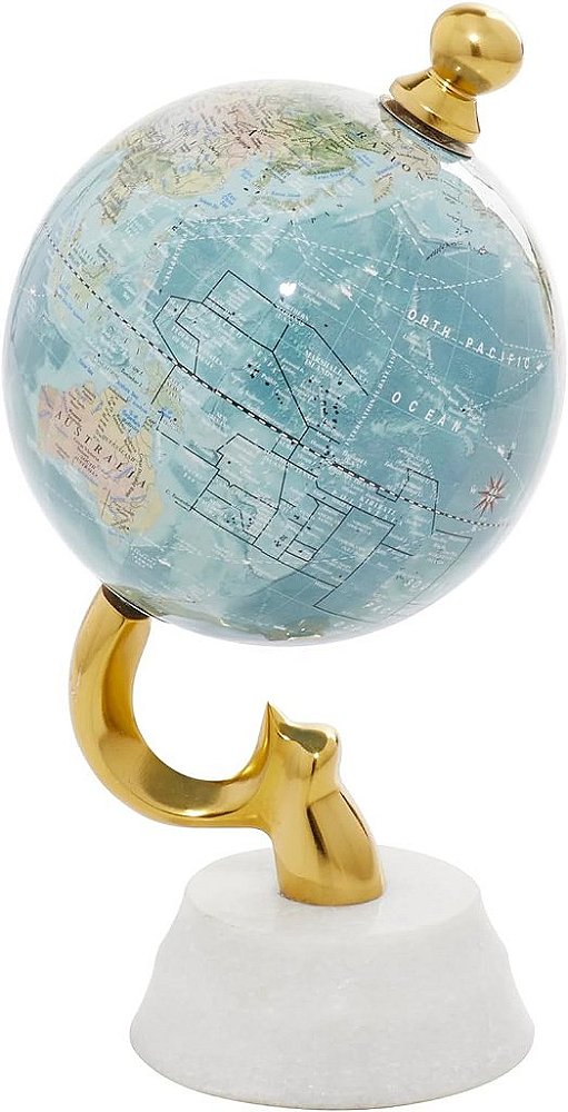 Deco 79 Globo de Alumínio com Base de Mármore, 5 x 5 x 10, Azul