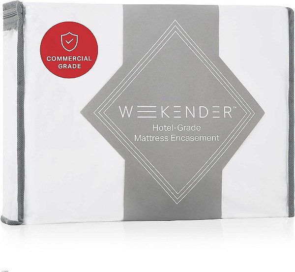 Protetor de colchão de grau comercial WEEKENDER - Proteção à prova d'água de 360 graus - Resistente a secador de alta temperatura, tamanho Full XL, branco
