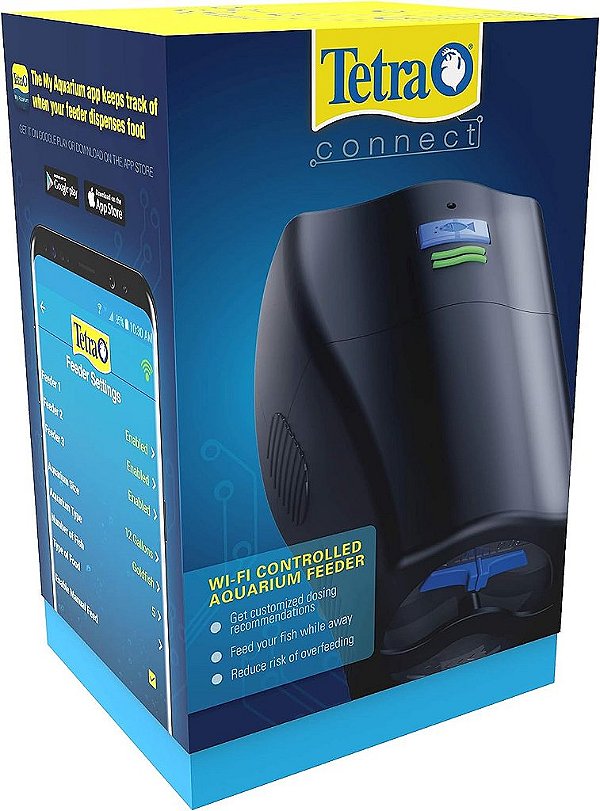 Alimentador Automático de Aquário Controlado por Wi-Fi Tetra Connect, Alimentação Automatizada de Peixes, Dispensa Comida Enquanto Você Está Ausente, Multicolorido