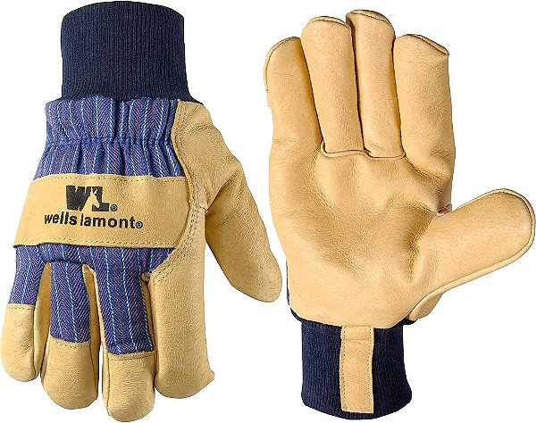 Luvas de Trabalho de Inverno de Couro Resistente para Homens com Isolamento Thinsulate (Wells Lamont 5127XL), Palomino com Dorso Preto, Extra Grande