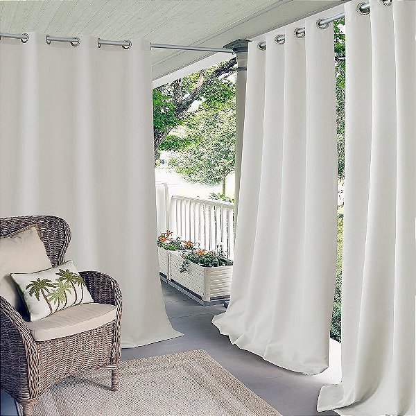 Elrene Home Fashions Connor Cortina Interna/Externa Sólida, Painel Único, 52 polegadas X 95 polegadas, Branca