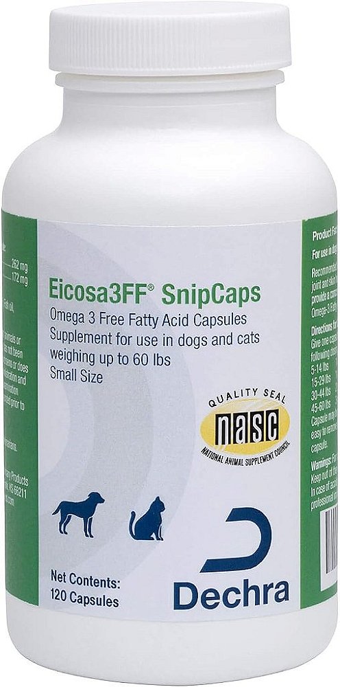 Cápsulas de ácidos graxos ômega 3 livres para cães e gatos - Pequeno, 120 ct