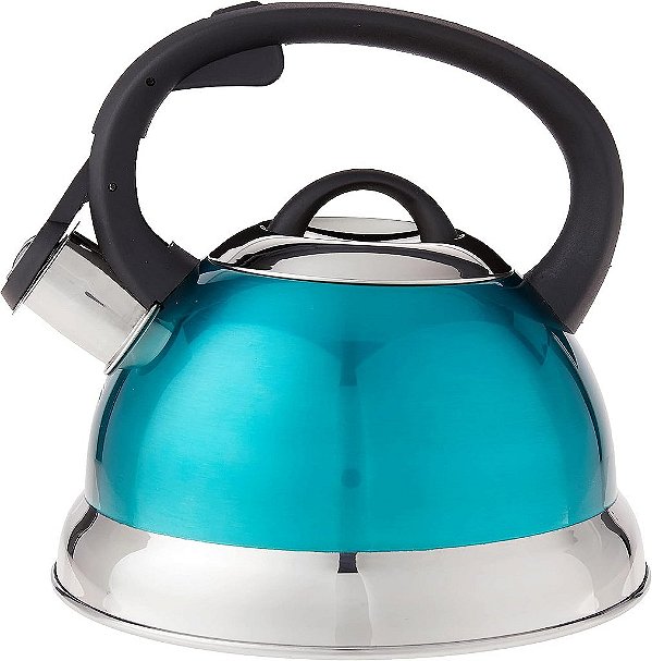 Chaleira de Chá Apita Aço Inoxidável Flintshire da Mr. Coffee com Cabo de Nylon, 1.75 litros, Verde Metálico Teal
