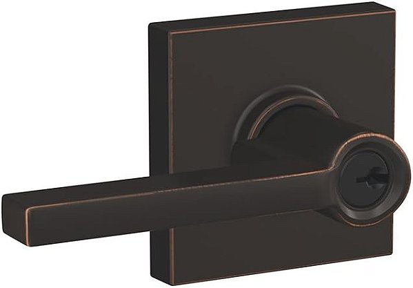 Fechadura de entrada com alavanca Latitude e acabamento Collins, bronze envelhecido SCHLAGE F51A LAT 716 COL
