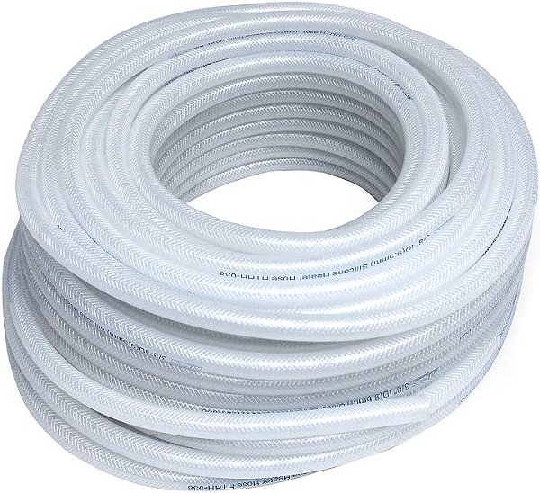 Mangueira reforçada de silicone transparente de alta temperatura de 5/16 de diâmetro interno, rolo de 25 pés, pressão máxima de trabalho de 85 psi, temperatura máxima de 350F, raio de curv