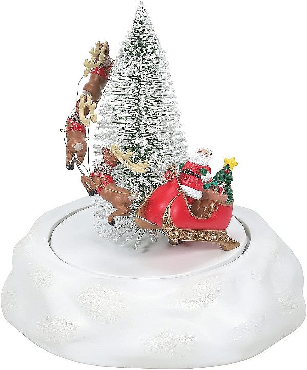 Acessórios do Departamento 56 para Coleções de Vilarejo - Figura Animada Rotativa de Trenó de Natal, 9.06 Polegadas, Multicolorido