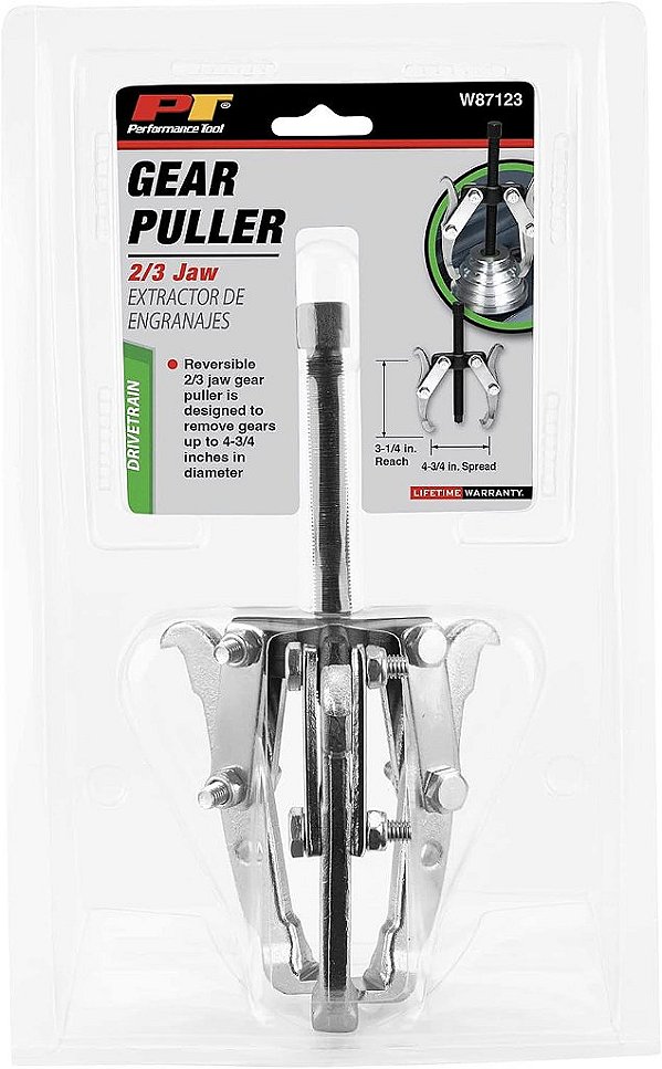 Ferramenta de Desempenho W87123 3-1/4 polegadas de alcance x 4-3/4 polegadas de largura 2-Jaw Gear Puller