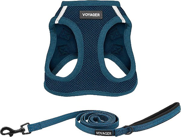Coleira e arreio de malha para todas as condições climáticas Voyager Step-in Air com 5 pés de coleira reflexiva para cães, com alça de neoprene, para filhotes de raças pequenas, médias e grandes, da marca