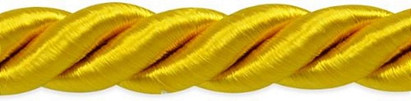 Acabamentos por Jarda Savannah 3/8 Cordão Torcido, Acabamento Versátil para Artesanato DIY, Molduras, Decoração de Casa e Artigos de Moda, Corte de 20 Jardas, Amarelo Dourado