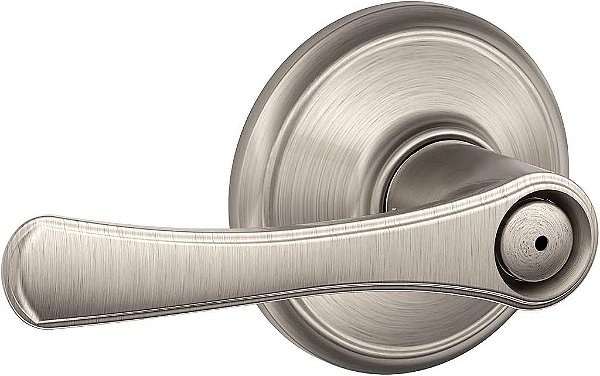 Maçaneta para portas Avila F40 VLA 619 Schlage, Trava para Banheiro e Dormitório, Níquel Acetinado