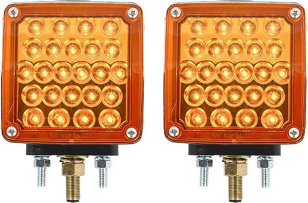Luz de pedestal LED GG Grand General 77615 (dupla face quadrada, função dual âmbar/vermelho perolado em embalagem dupla)