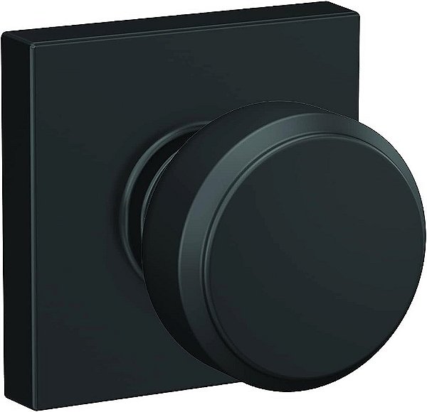 Maçaneta Bowery com Acabamento Collins Schlage F10 BWE 622 COL para Porta de Passagem de Corredor e Armário, Preto Fosco