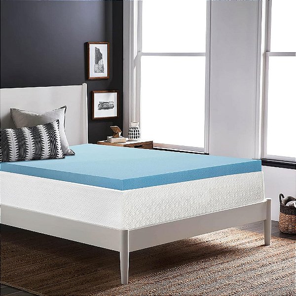 Nutan, Topper de Colchão de 1 Polegada com Espuma de Memória Gel, Certificado CertiPUR-US para Conforto e Suporte Superior, Solteiro, Azul