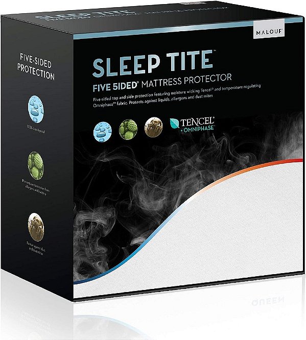Protetor de Colchão à Prova d'Água Malouf Sleep Tite - Protetor de Colchão Livre de Vinil, King, Branco
