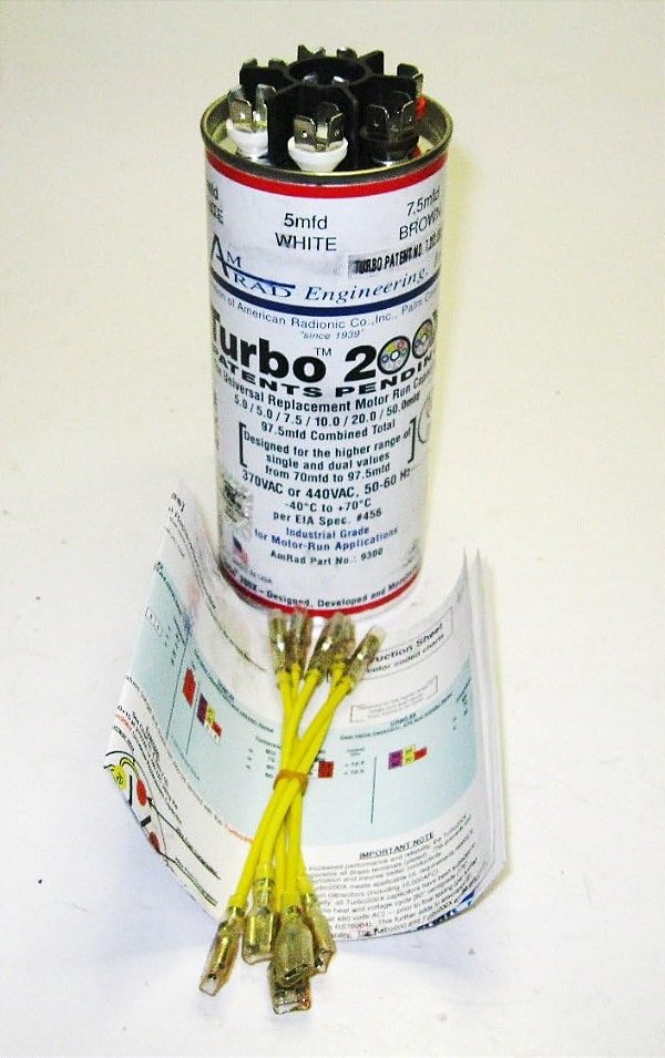 Companhia Radionic Americana Amrad Turbo 200X Capacitor de Funcionamento Universal para Motor, 97.5 Mfd
