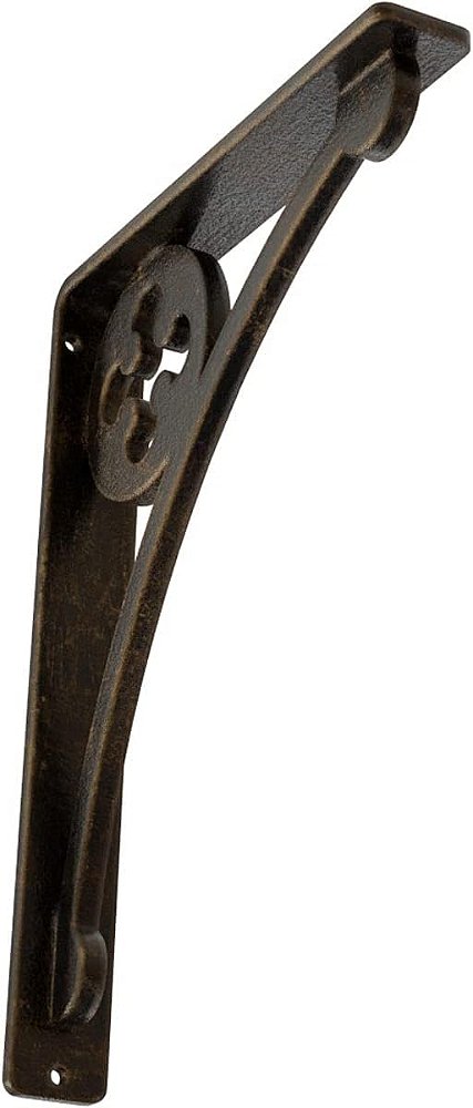 Suporte de metal Ekena Millwork BKTM01X07X10SCRABS, 1 1/2 L x 7 1/2 P x 10 A, latão envelhecido.
