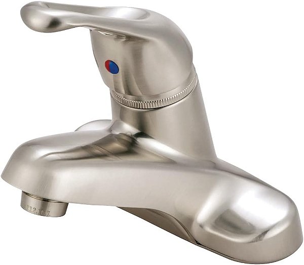 Kingston Brass KB518LP Wyndham Torneira para lavatório de alça única com alça de metal sem Pop-Up de 4 polegadas, níquel escovado.
