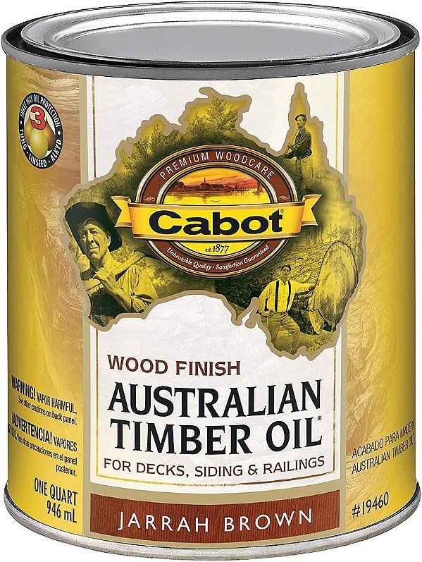 Óleo de Teca Australiano à Base de Água Cabot 140.0019460.005 Tinta, 1 Quart, Marrom Jarrah
