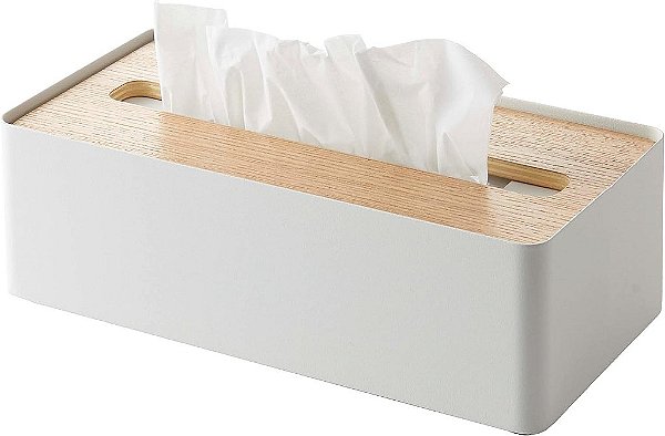 Porta papel higiênico com tampa Rin da YAMAZAKI Home, natural, curto
