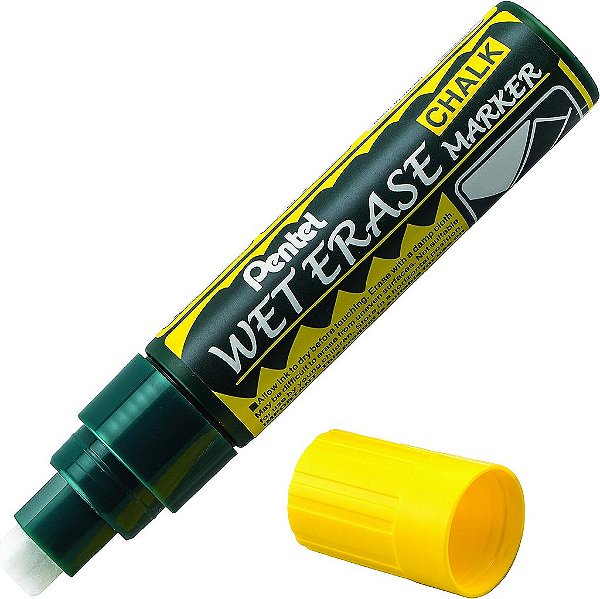 Marcador de Giz de Apagar a Seco das Artes da Pentel, Ponta Jumbo, Tinta Amarela, Caixa com 12 (SMW56-G)