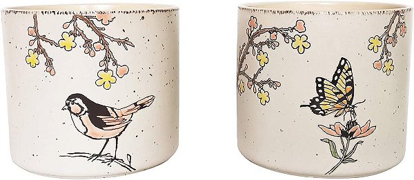 Vasos cerâmicos reativos da Primavera Blue Sky 6.5'', 2 sortidos, cores variadas