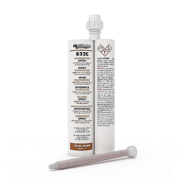 Composto encapsulante e de encapsulamento de epóxi translúcido MG Chemicals 832C para eletrônicos, 450 mL de cartucho duplo (Proporção 2:1)