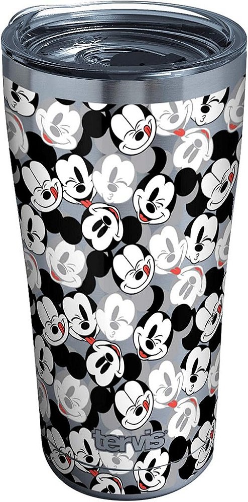 Tervis Disney - Mickey Expressions Copo de Viagem Isolado de Parede Tripla Mantém Bebidas Geladas e Quentes, 20oz Legado, Aço Inoxidável