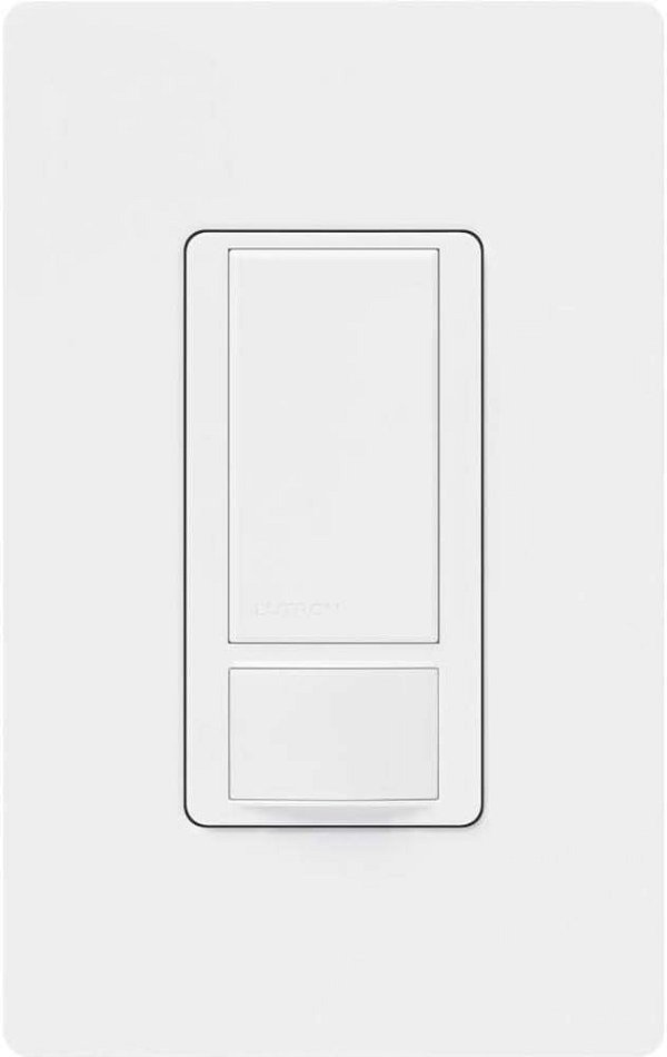 Interruptor de sensor de movimento Lutron Maestro com placa de parede | 2 Amp, monopolar | MS-OPS2HW-WH | Branco