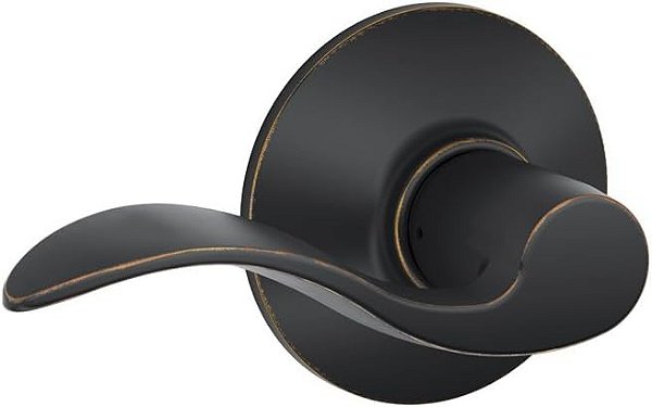 Maçaneta de porta Schlage F10 ACC 716 Accent, fechadura de passagem para hall & closet, bronze envelhecido