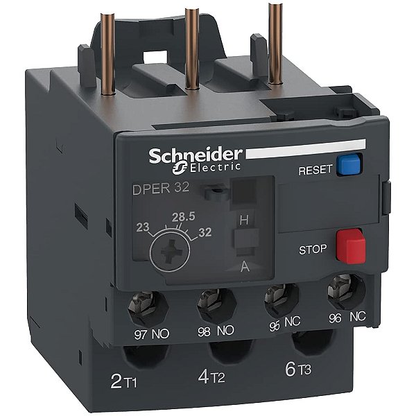 Rele de Sobrecarga Térmica Schneider Electric DPER32 Easy TeSys com Reset Manual/Automático, Terminais de Parafuso de Aperto | Usado com Ar Condicionado, Bomba de Calor, HVAC, Compressor de Ar Condicionado e Mais