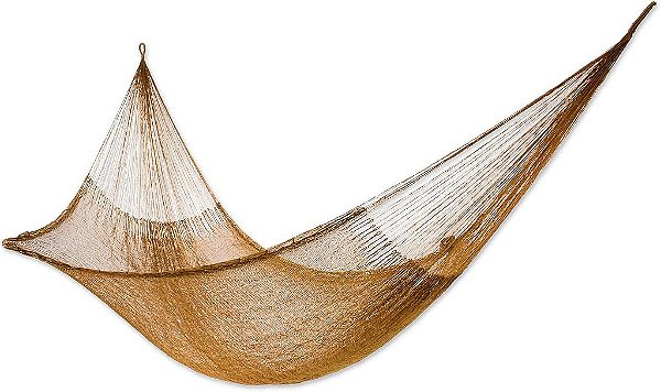 NOVICA Rede de Nylon Tecida à Mão Marrom Cobre Metálico Maia para 1 Pessoa, Cobre Brilhante (Individual)