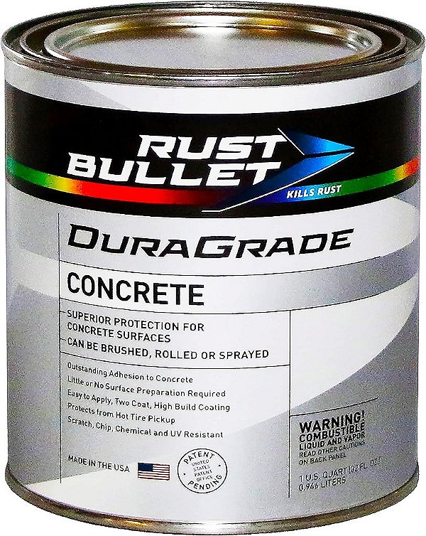 RUST BULLET - DuraGrade Revestimento de Concreto de Alto Desempenho Fácil de Aplicar em Cores Vibrantes para Pisos de Garagem, Porões, Varandas, Pátios e mais - Quart, Branco
